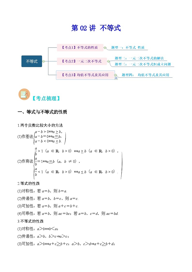 （上海专用）新高考数学二轮满分训练第02讲 不等式（原卷版）第1页