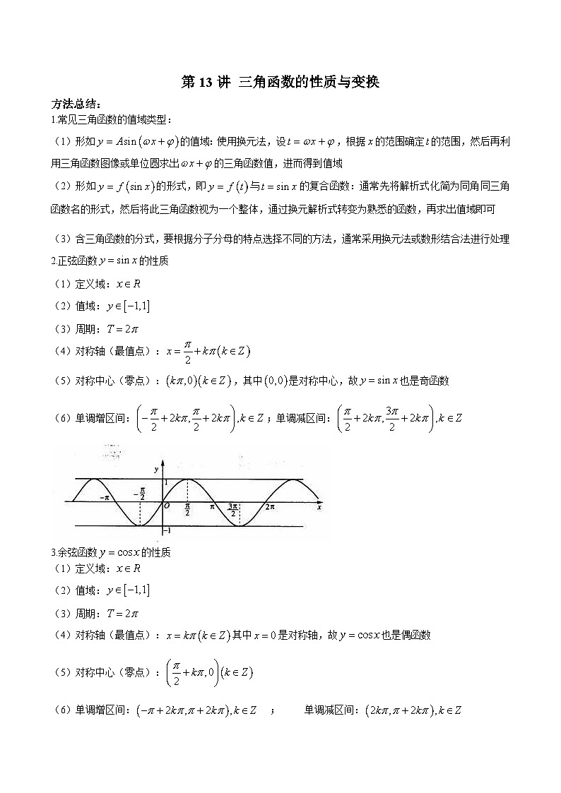 新高考数学二轮复习高分突破训练第13讲 三角函数的性质与变换（解析版）第1页