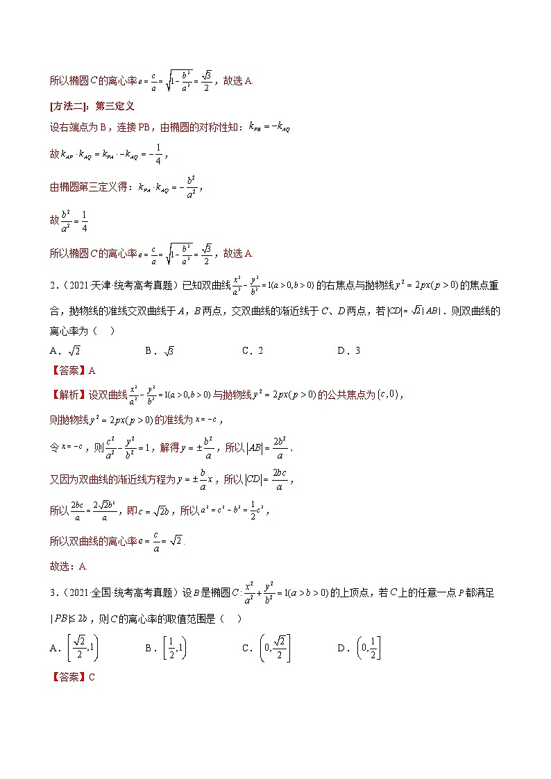 新高考数学三轮冲刺解题技巧精讲精练专题11 离心率问题速解（解析版）第2页