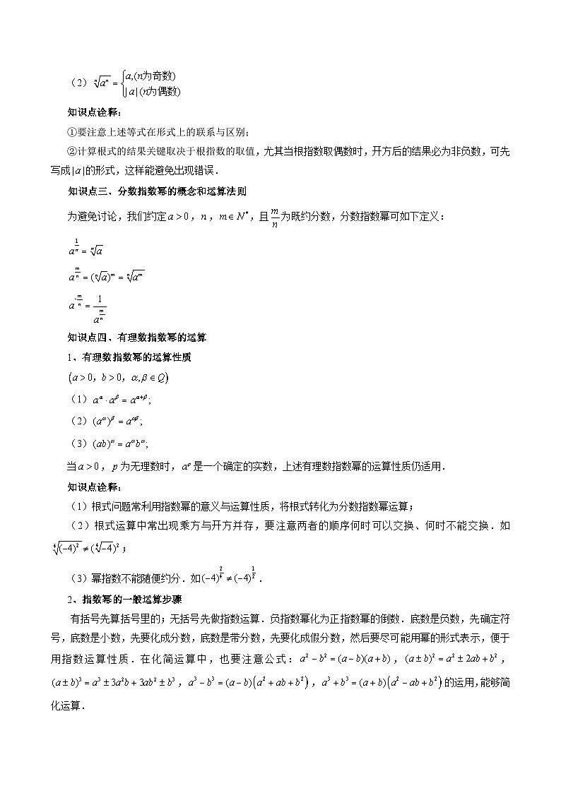 （暑假班）苏教版新高一数学暑假讲义专题10 指数（六大题型）（原卷版）第2页