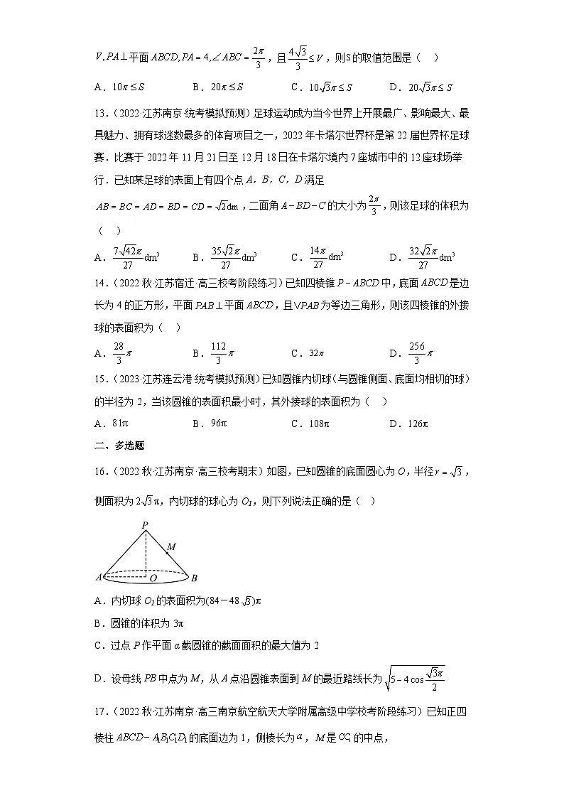 新高考数学二轮复习小题专项复习 专题9 球体（单选+多选+填空） （原卷版）第3页
