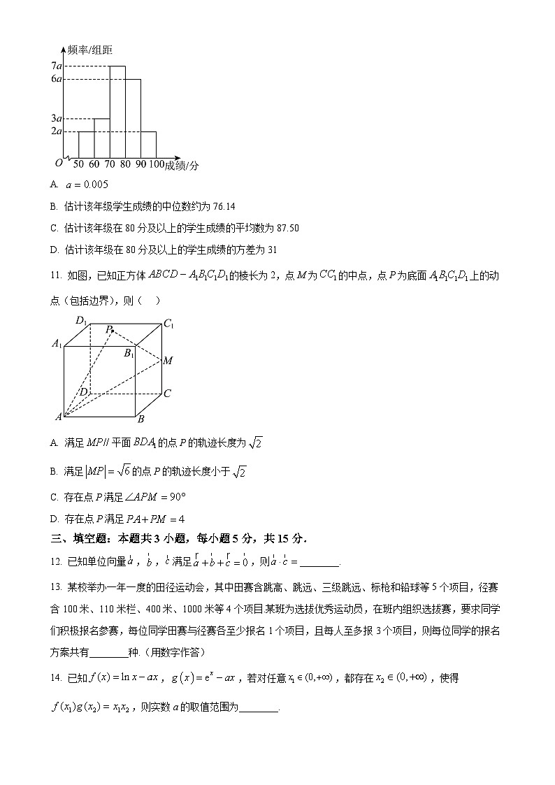 甘肃省酒泉市瓜州县2024-2025学年高三下学期开学摸底考试数学试题（原卷版+解析版）第3页
