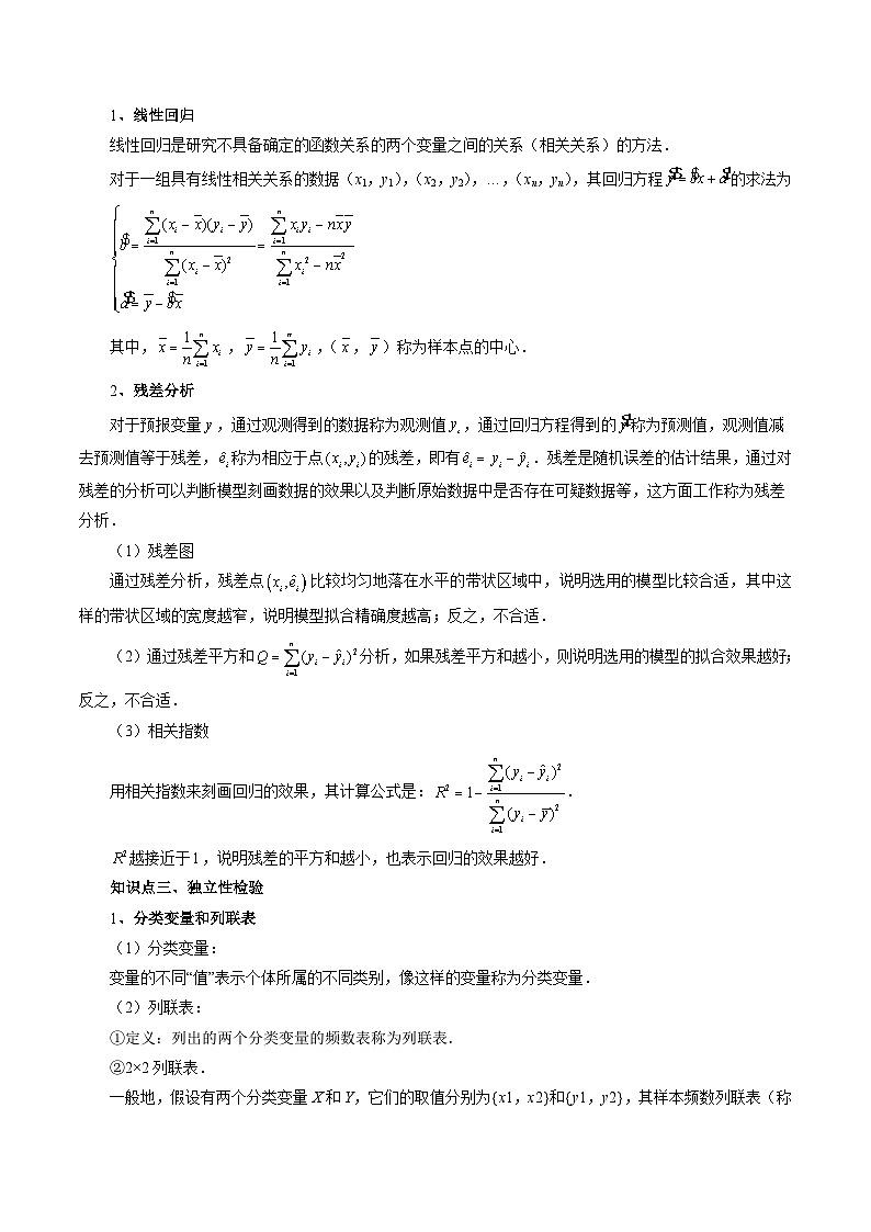 （艺考）新高考数学一轮复习考点题型突破练习专题28 统计案例和回归方程（原卷版）第2页