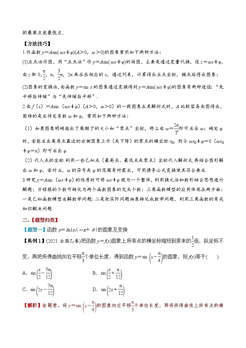 新高考数学一轮复习题型归纳与强化测试专题29 函数y＝Asin(ωx＋φ)的图象及应用（解析版）第3页
