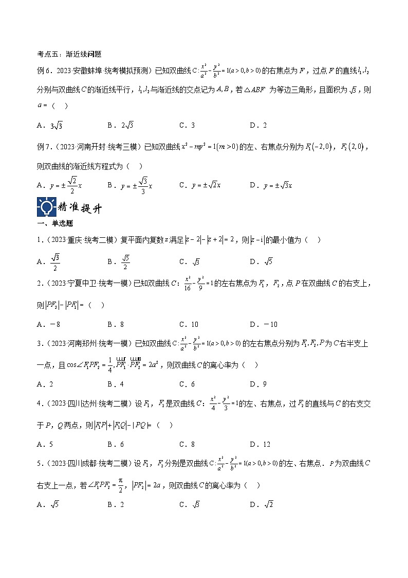 新高考数学一轮复习考点分类提升 第42讲 双曲线（讲义）（原卷版）第3页