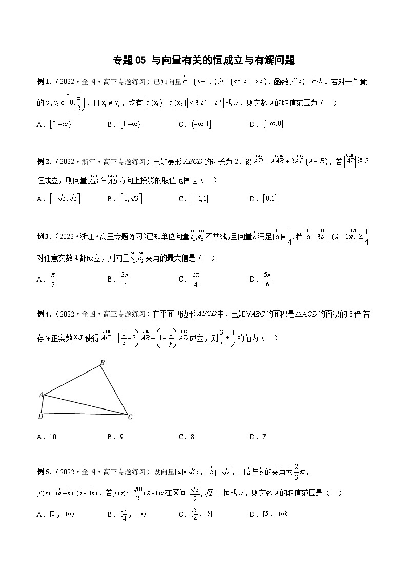 新高考数学二轮培优恒成立与有解问题题型练习专题05 与向量有关的恒成立与有解问题（原卷版）第1页