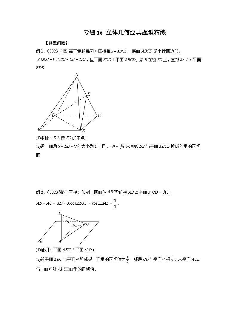 新高考数学二轮复习提分练习16 立体几何经典题型精练（原卷版）第1页