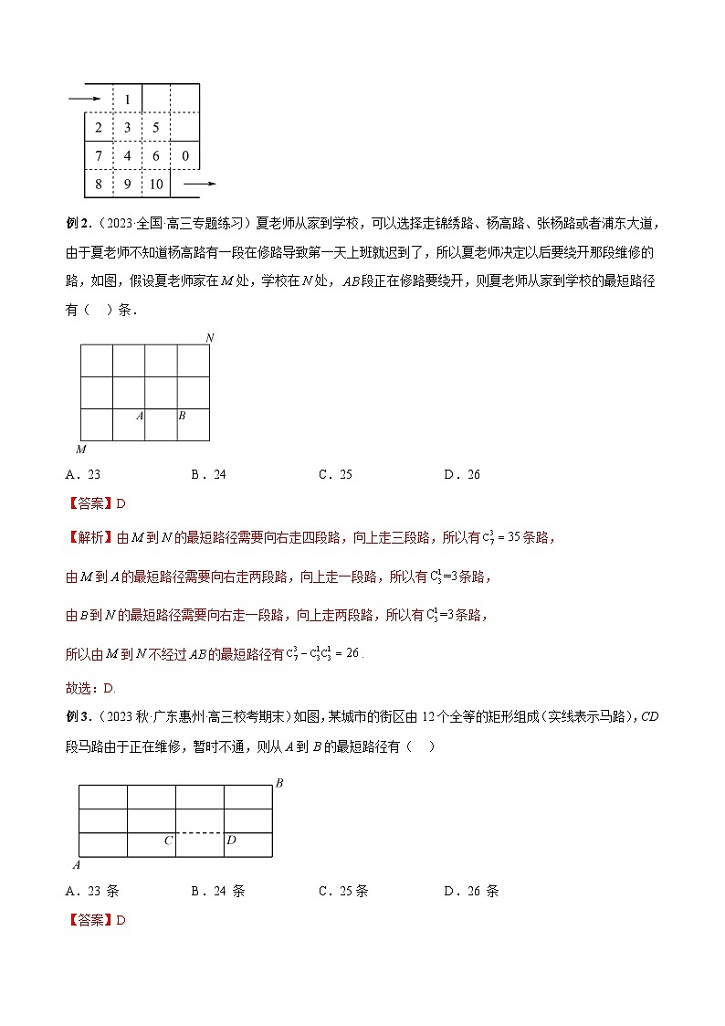 新高考数学二轮复习排列组合题型归纳练习专题16 分解与合成模型和最短路径问题（解析版）第2页