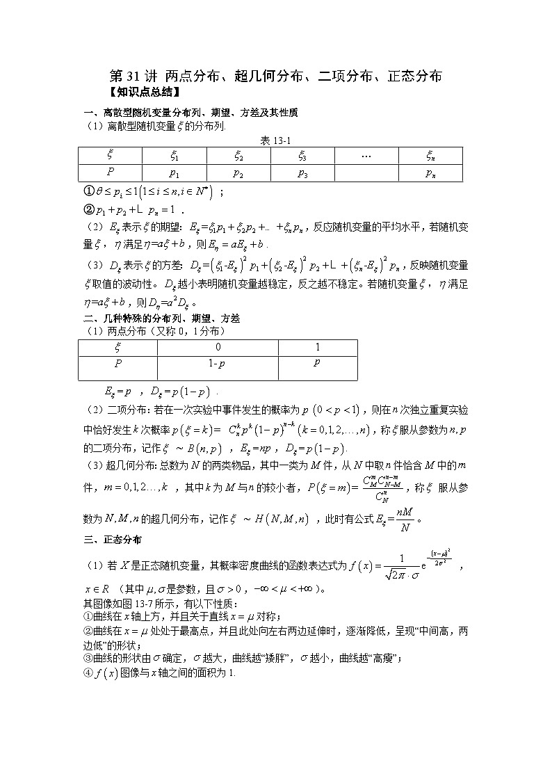 高考数学2025   两点分布、超几何分布、二项分布、正态分布 专项训练31（word版）第1页