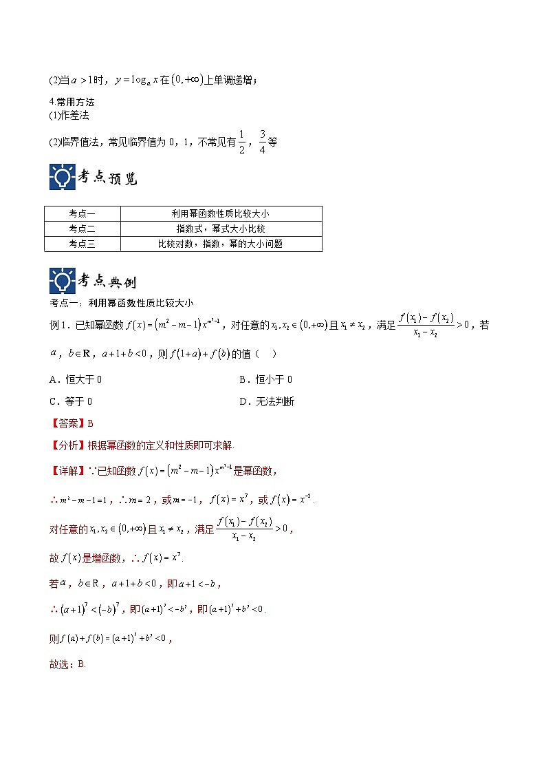 新高考数学一轮复习考点分类提升 第09讲 函数比较大小问题（讲义）（解析版）第2页