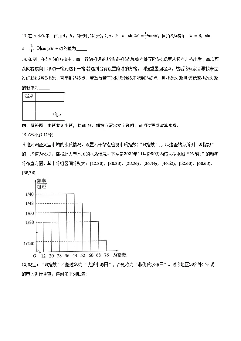 山东省淄博市、滨州市2025届高三下学期3月模拟考试数学试卷（淄博滨州一模）（含答案）第3页