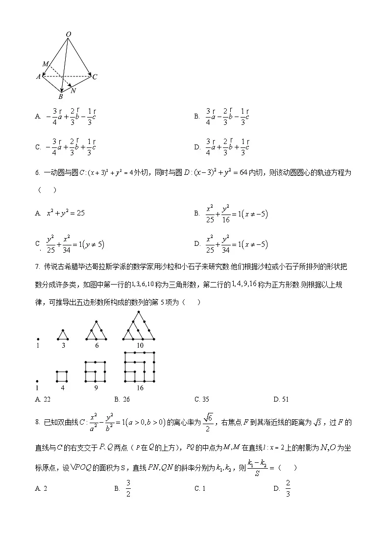 广东省清远市2024-2025学年高二上学期期末数学试题 Word版无答案第2页