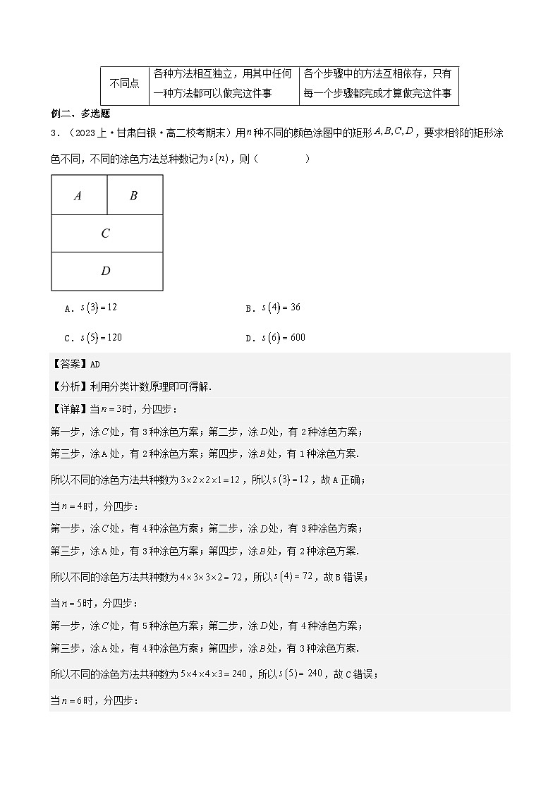 （人教A版）高二数学下学期期中复习考点题型讲练 专题 01分类加法计数原理与分步乘法计数原理（2个知识点3种题型1个易错点）（解析版）第3页