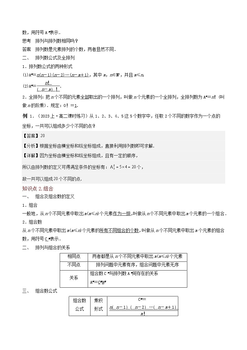 （人教A版）高二数学下学期期中复习考点题型讲练 专题02排列与组合（2个知识点3个拓展2个突破5种题型2个易错点）（解析版）第3页