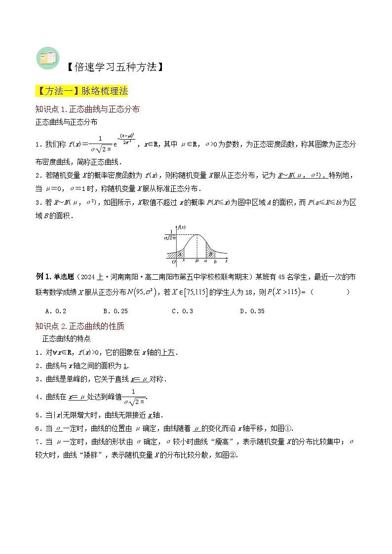（人教A版）高二数学下学期期中复习考点题型讲练 专题08正态分布（2个知识点2个拓展1个突破3种题型1个易错点）（原卷版）第2页