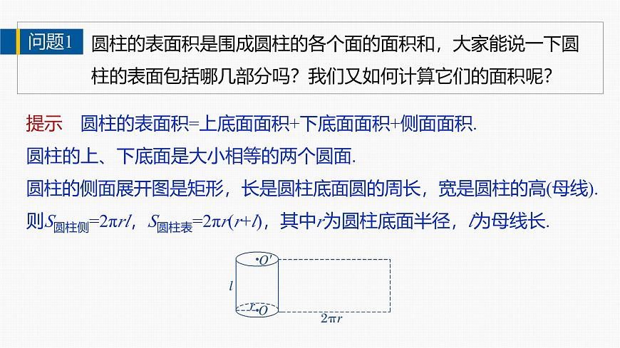 人教A必修二2024-2025学年第二学期高一数学同步课件8.3.2第1课时圆柱、圆锥、圆台的表面积和体积第6页
