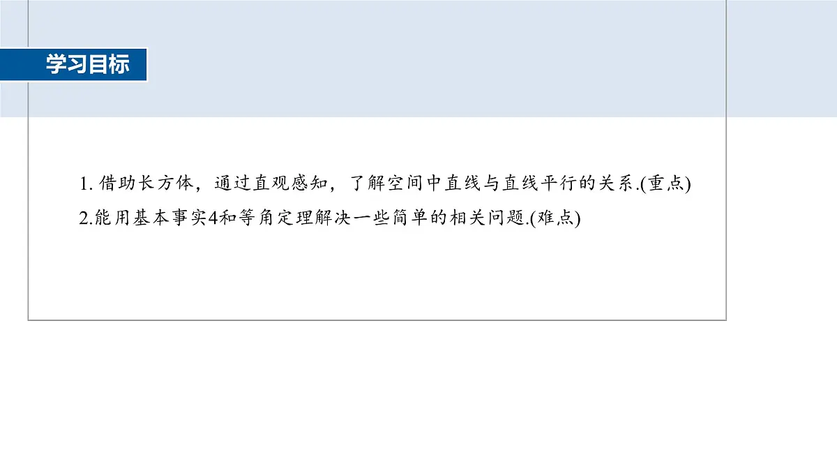 人教A必修二2024-2025学年第二学期高一数学同步课件8.5.1直线与直线平行第2页
