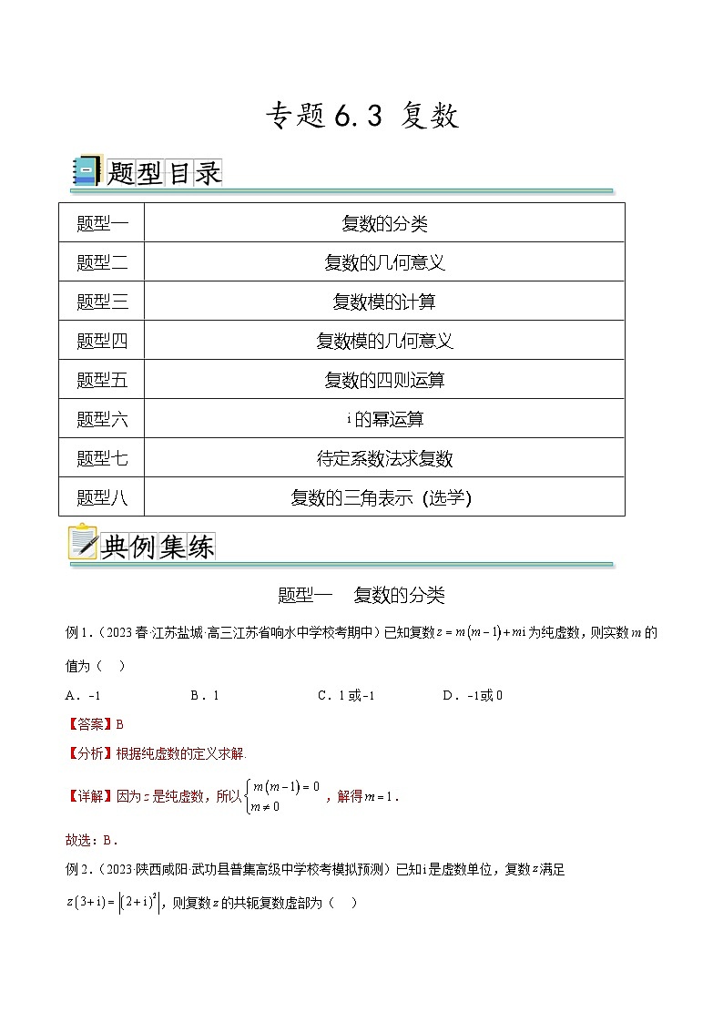 新高考数学一轮复习题型突破精练专题6.3 复数（解析版）第1页