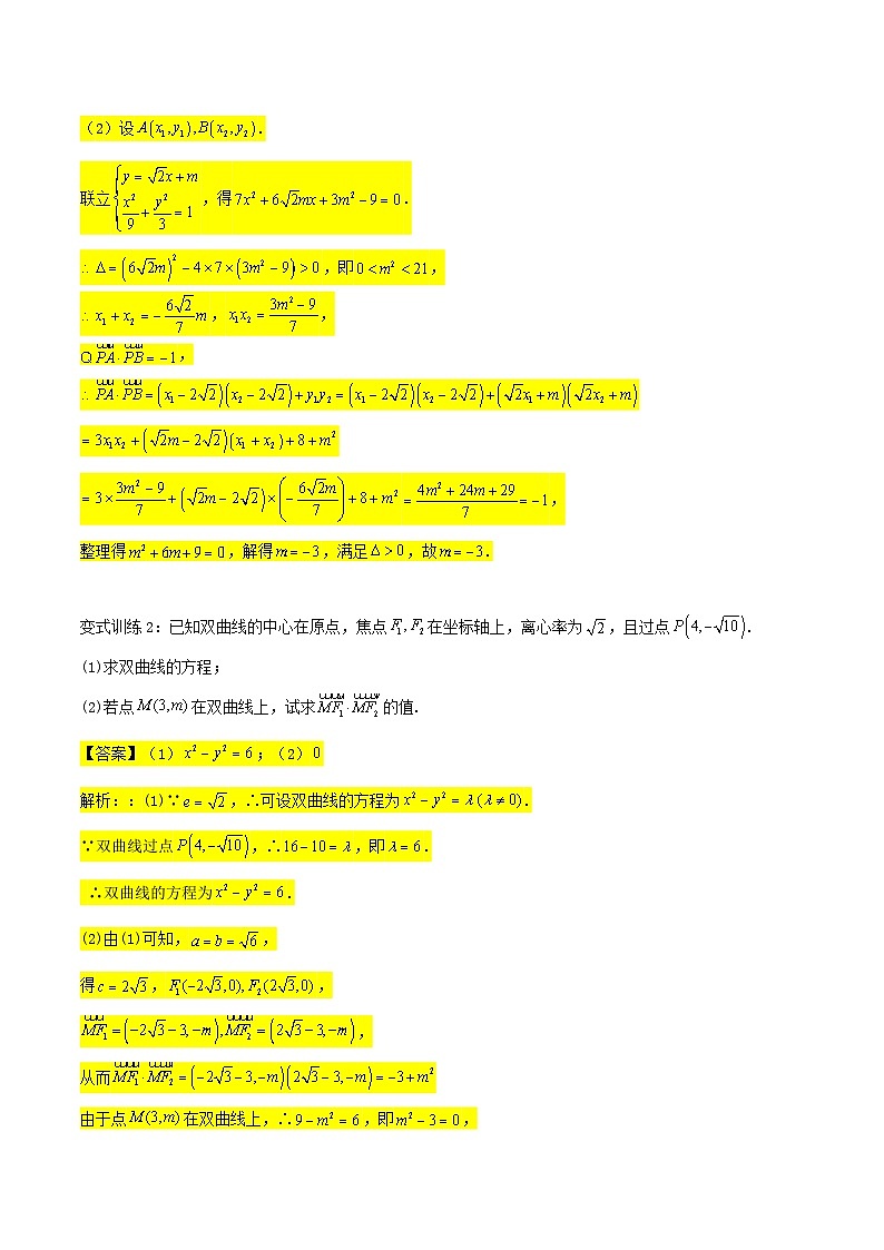新高考数学二轮压轴题圆锥曲线专题复习第四讲：向量问题一（解析版）第3页