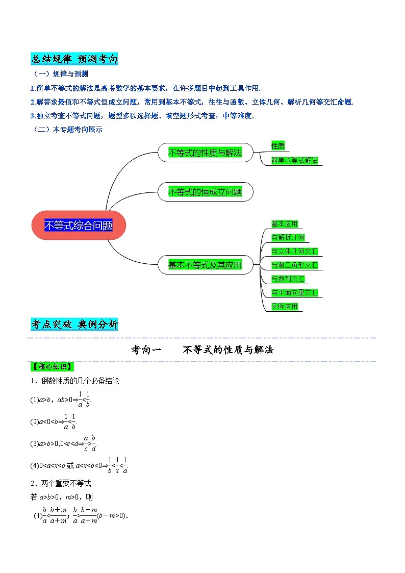 新高考数学二轮复习核心考点精讲精练专题01 不等式综合问题（讲）（原卷版）第2页