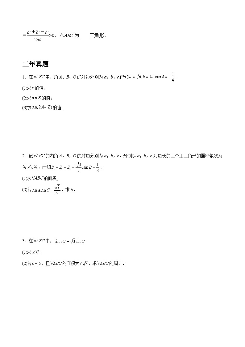 新高考数学二轮复习对点题型探究突破练习第18讲 解三角形（学生版）第3页