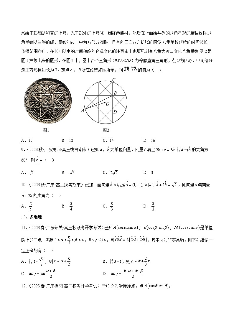 (广东专用)新高考数学二轮模拟试卷分项汇编专题04 平面向量（原卷版）第2页