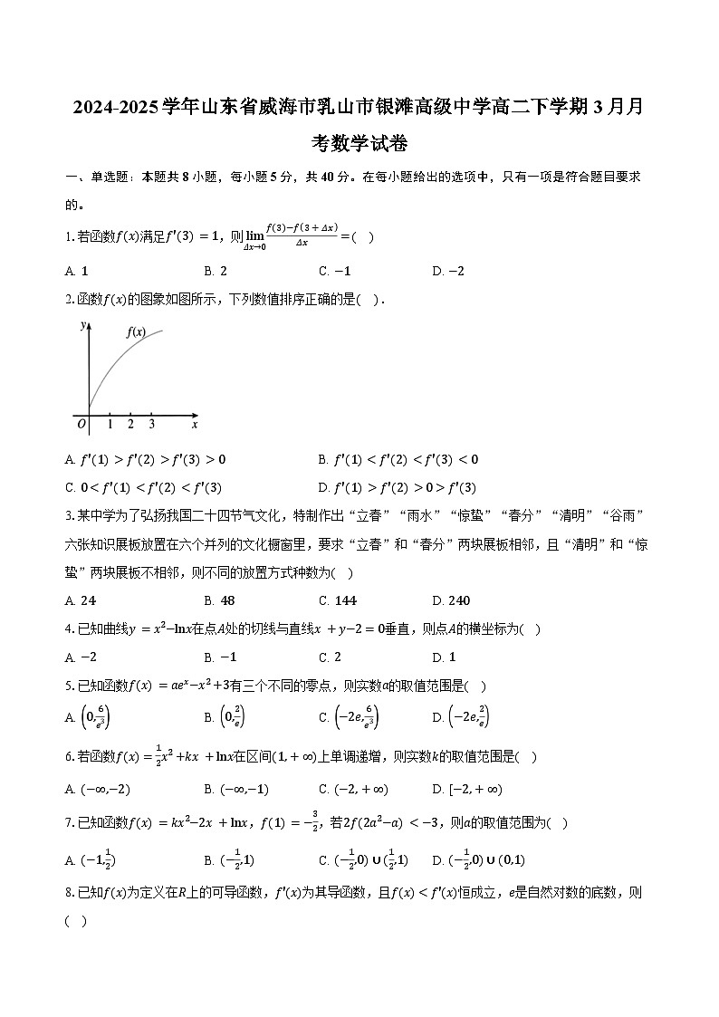 2024-2025学年山东省威海市乳山市银滩高级中学高二下学期3月月考数学试卷（含答案）第1页
