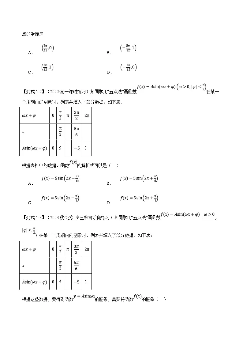 人教A版高中数学(必修第一册)题型归纳讲与练专题5.6 函数y=Asin(ωx+φ)【六大题型】（原卷版）第3页