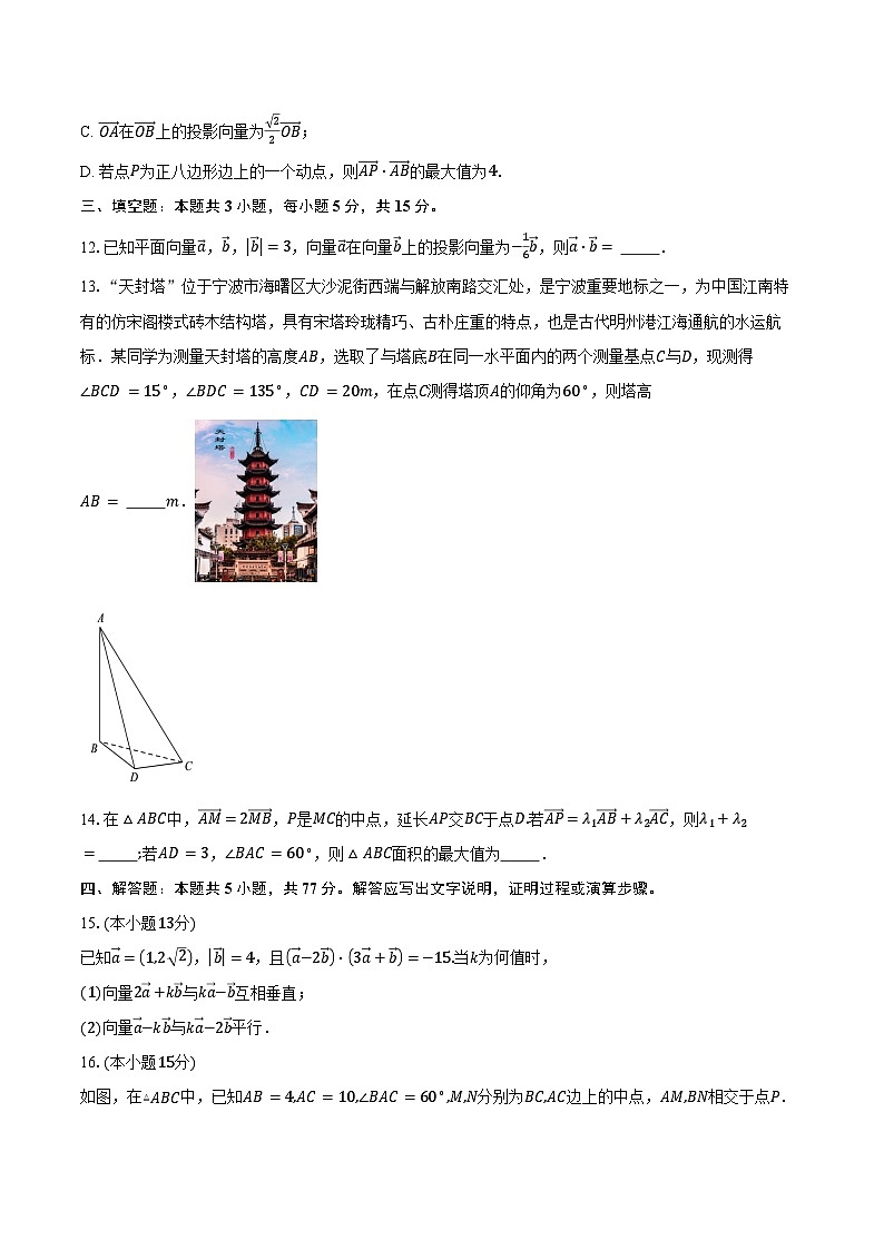 2024-2025学年广东省广州市真光中学高一下学期3月阶段测试数学试卷（含答案）第3页