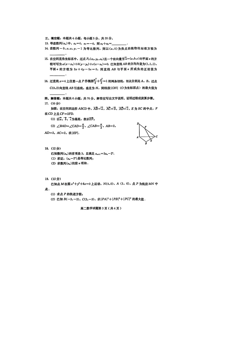 河北省保定市2023-2024学年高二上学期期末调研考试 数学 含答案第3页
