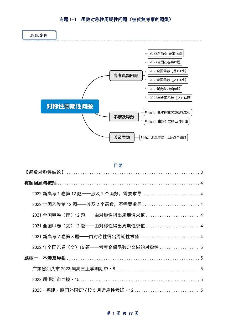 【独家】【高考数学】【重难点突破】备考2025年高考数学-模型·方法·技巧专题八大模块专题之-----模块一 函数与导数（原卷版）第2页