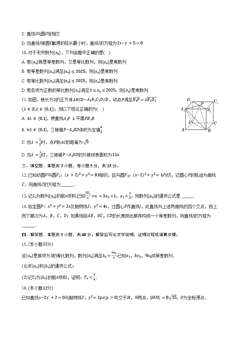 2024-2025学年广东省深圳实验学校高中部高二（上）期末数学试卷（含答案）第2页