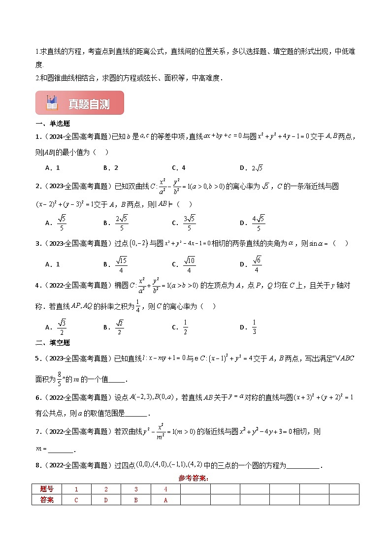 专题六  解析几何  第1讲　直线与圆-2025年高考数学二轮复习（新高考专用）解析版第2页