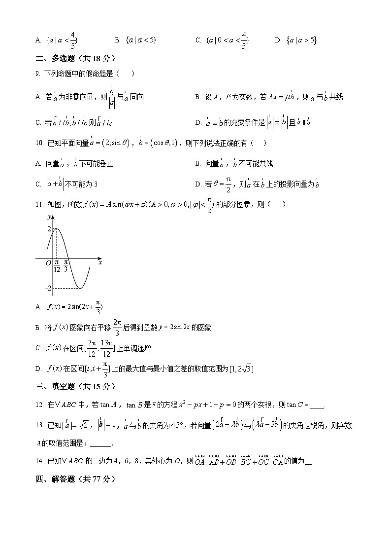 河北省唐县第一中学2024-2025学年高一下学期第一次月考（3月）数学试题（原卷版）第2页