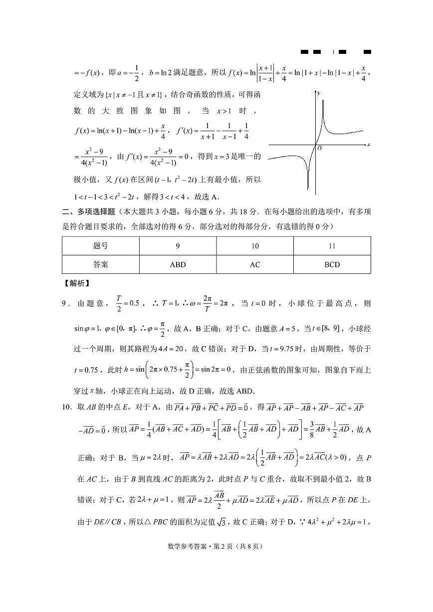 巴蜀中学2025届高考适应性月考卷（三）数学答案第2页