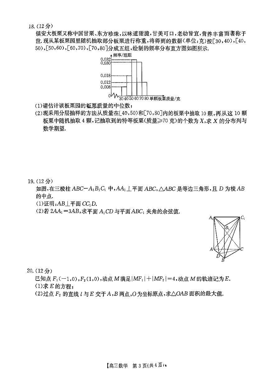 2024届福建省高三上(12月考)-数学试题（含答案）第3页