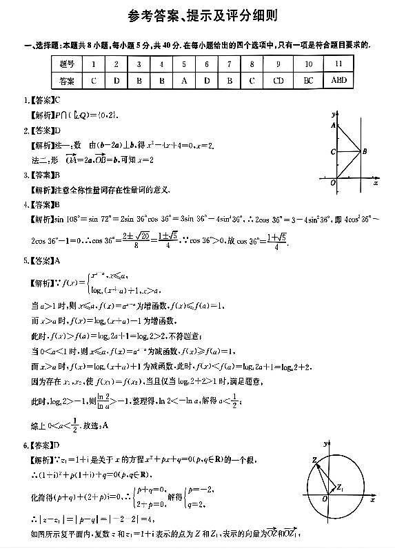 安徽省2025届高三第一次五校联考数学答案第1页