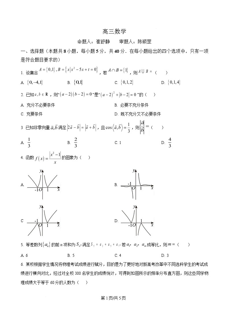 浙江省杭州学军中学2024-2025学年高三下学期2月月考数学试题  Word版无答案第1页