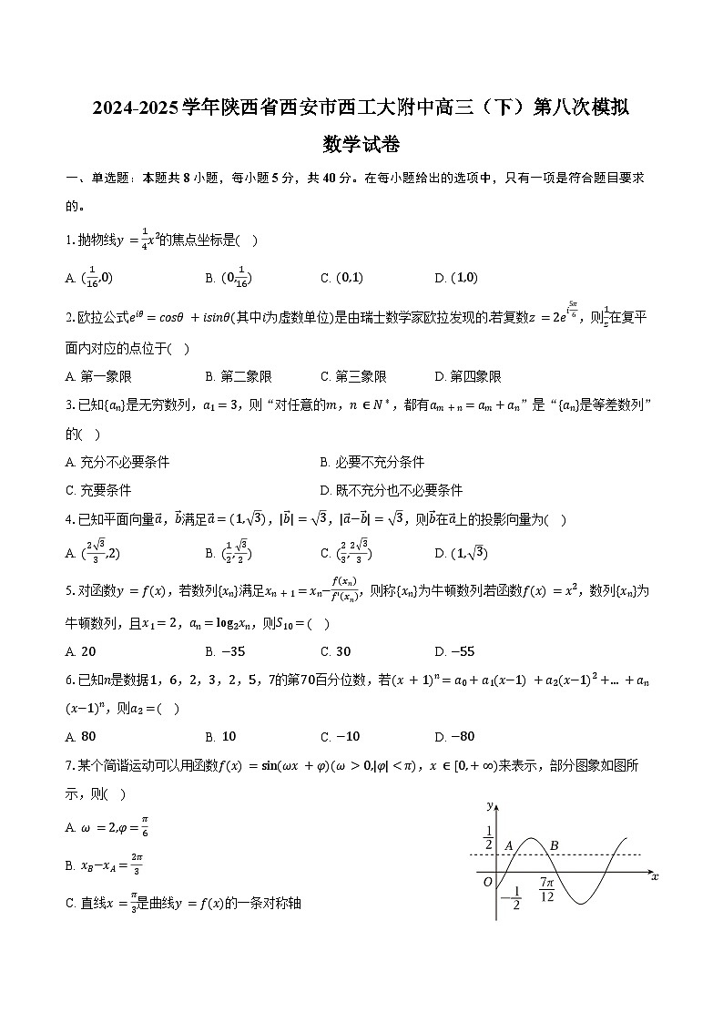 2024-2025学年陕西省西安市西工大附中高三（下）第八次模拟数学试卷（含答案）第1页