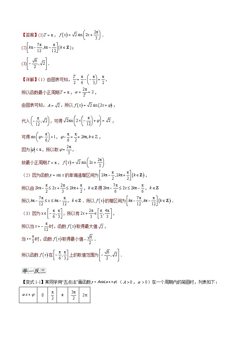 5.6&5.7函数y=Asin（ωx+φ）和三角函数的应用（八个重难点突破）（解析版）第3页