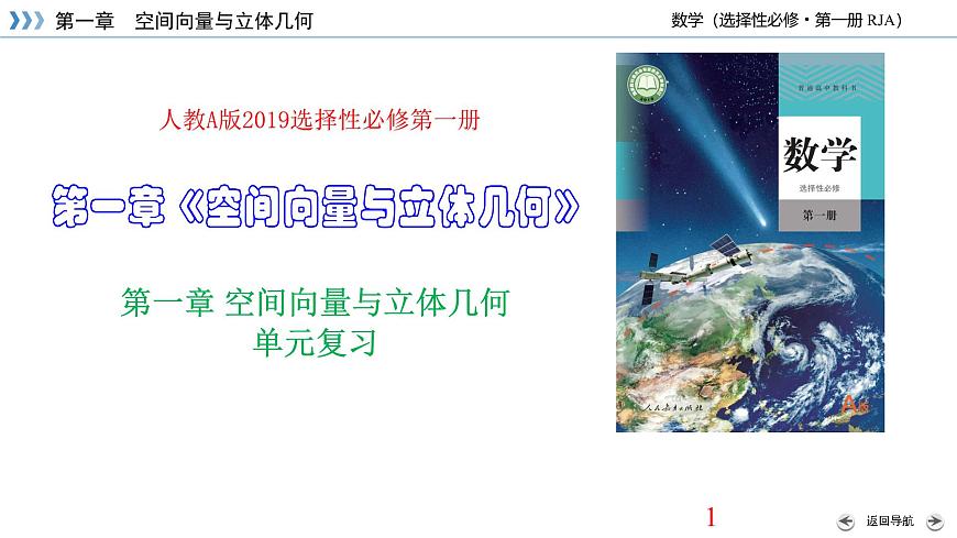 第一章 空间向量与立体几何（单元复习课件）第1页