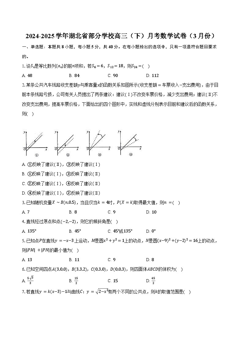 2024-2025学年湖北省部分学校高三（下）月考数学试卷（3月份）（含答案）第1页