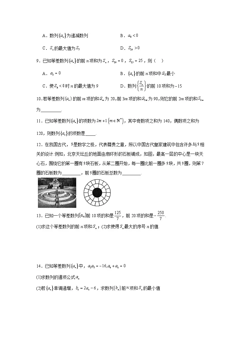 4.2.2等差数列的前n项和（第2课时）（分层作业）原卷版第2页