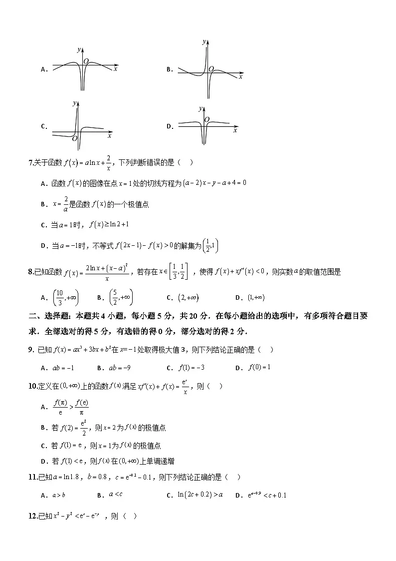 第五章《一元函数的导数及其应用》（单元测试） （原卷版）第2页