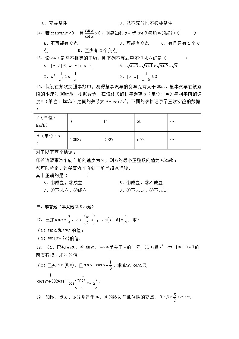 上海市杨浦高级中学2024_2025学年高一下学期开学摸底（3月） 数学试卷（含解析）第2页