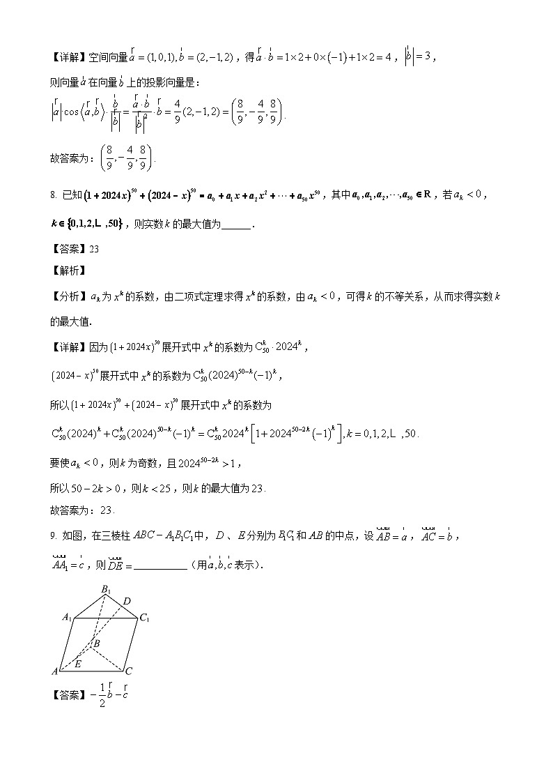 上海市宝山区上海大学附属中学2024-2025学年高二下学期3月月考 数学试卷（含解析）第3页