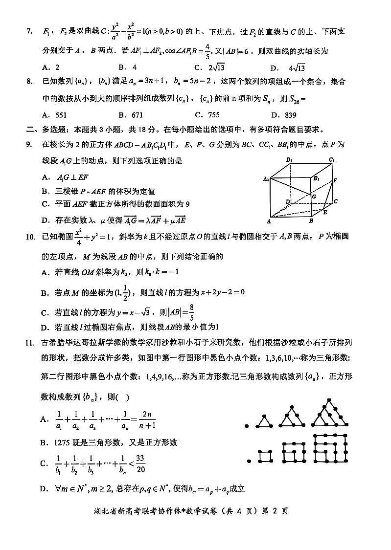 湖北省新高考联考协作体2024-2025学年高二下学期3月联考数学第2页