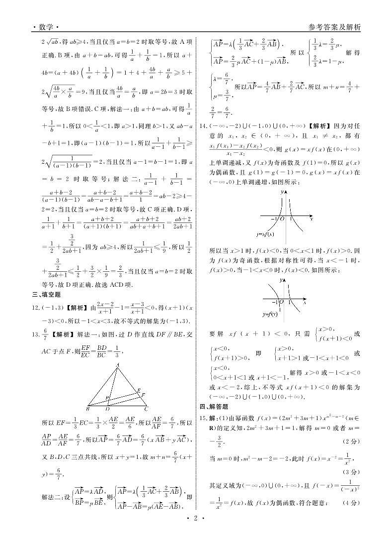 辽宁省名校联盟2024-2025学年高一下学期3月份联合考试数学试题答案第2页