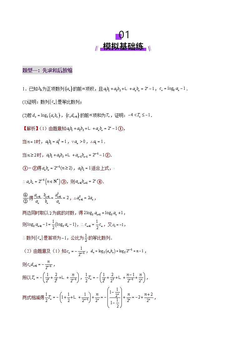 2025年高考数学二轮复习（新高考通用）专题12数列不等式放缩技巧（练习）（教师版）第2页