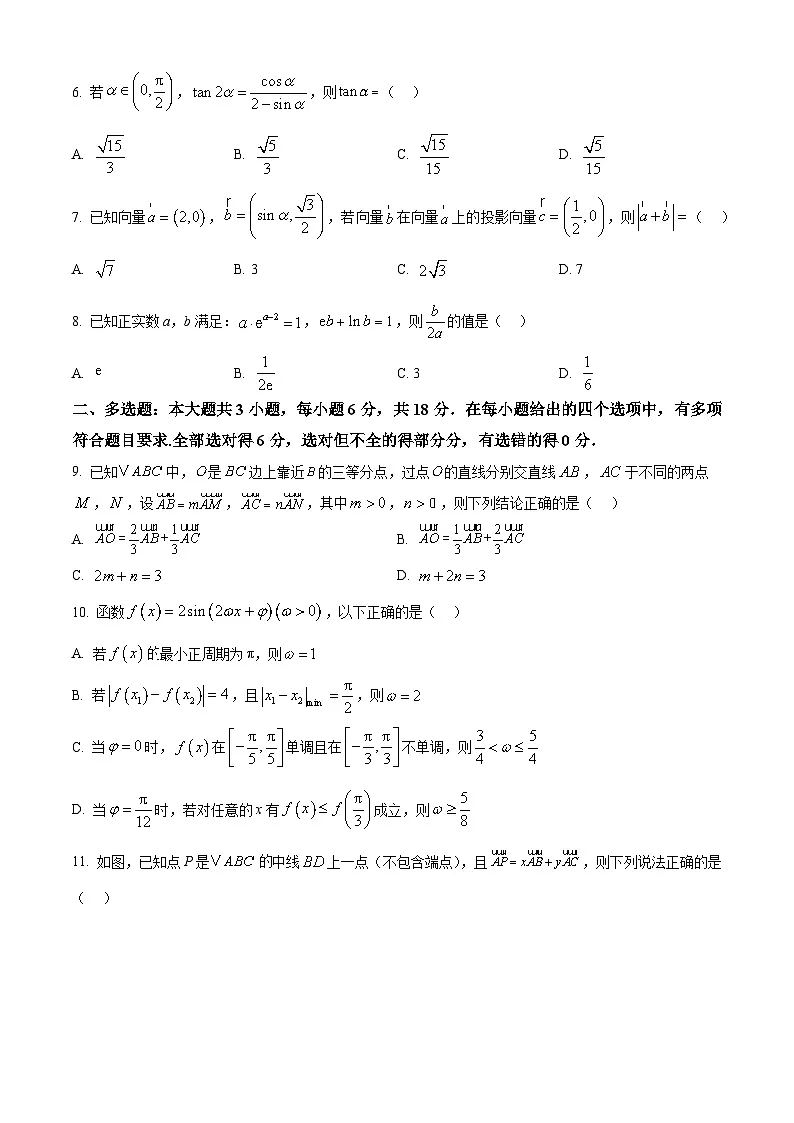 湖北省问津教育联合体2024-2025学年高一下学期3月月考数学试题（原卷版+解析版）第2页